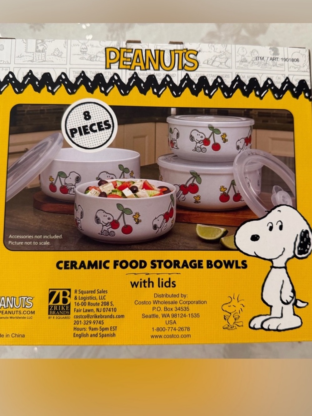 Peanuts Ceramic Snoopy 8 piece storage bowl